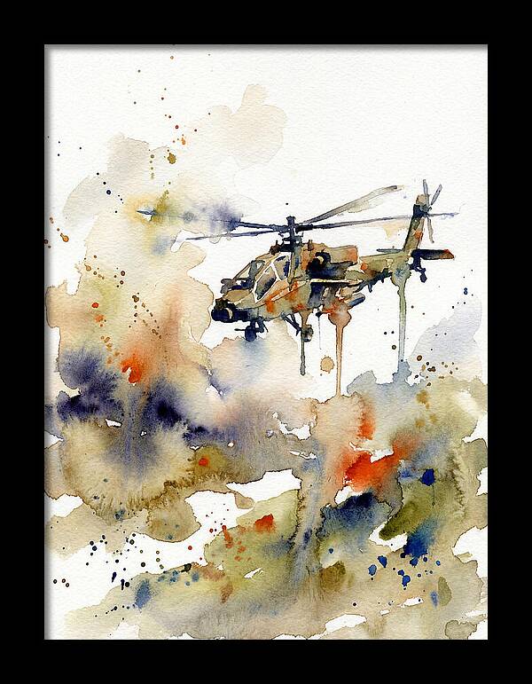 Helicopter In Watercolor Flight