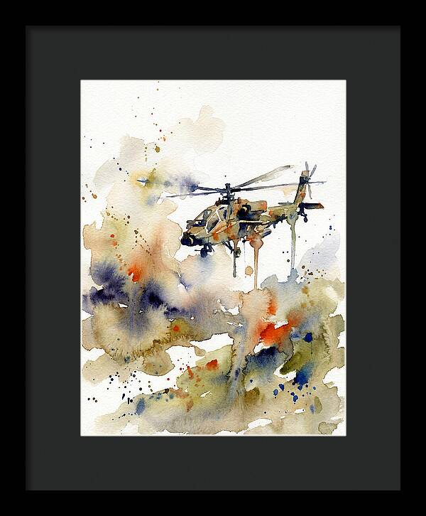 Helicopter In Watercolor Flight