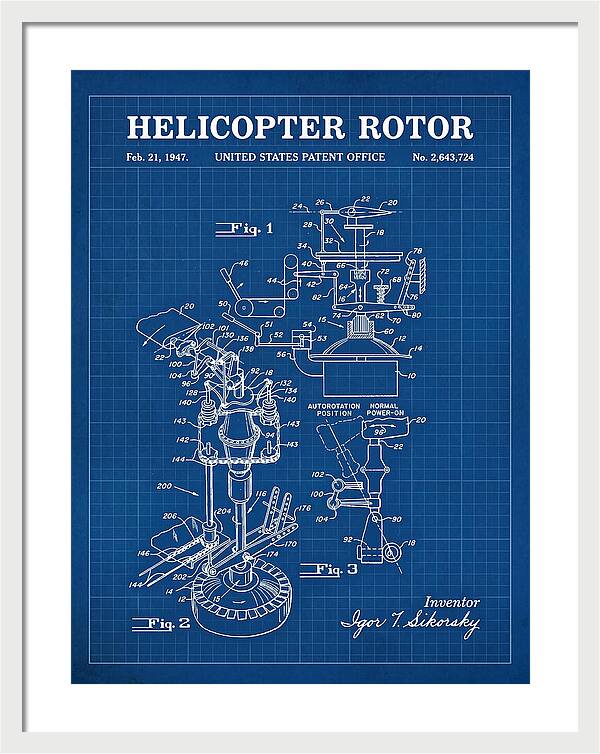 Helicopter Rotor Sikorsky Blueprint Patent Us2643724