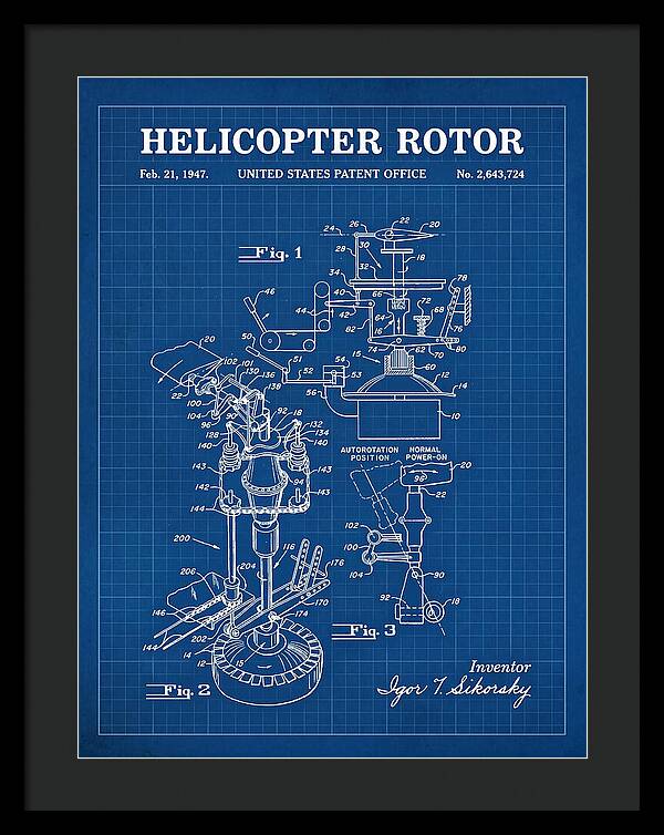 Helicopter Rotor Sikorsky Blueprint Patent Us2643724