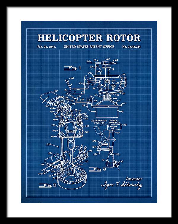 Helicopter Rotor Sikorsky Blueprint Patent Us2643724