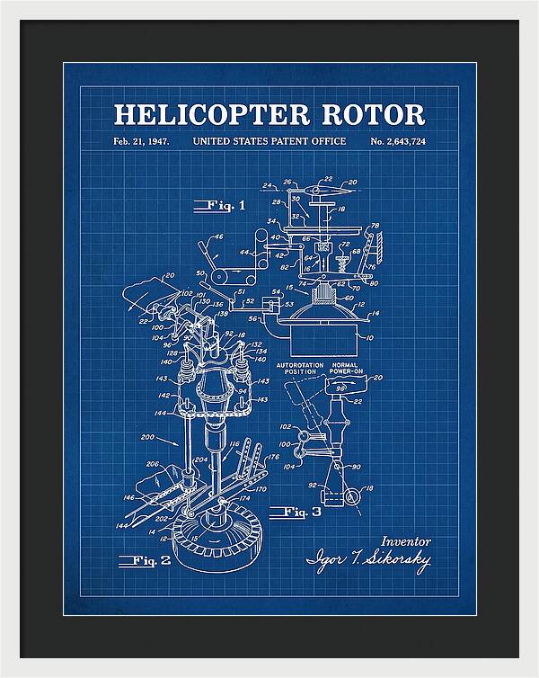 Helicopter Rotor Sikorsky Blueprint Patent Us2643724