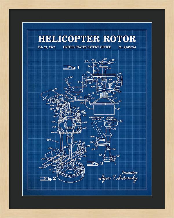 Helicopter Rotor Sikorsky Blueprint Patent Us2643724
