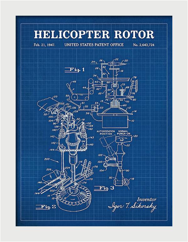 Helicopter Rotor Sikorsky Blueprint Patent Us2643724