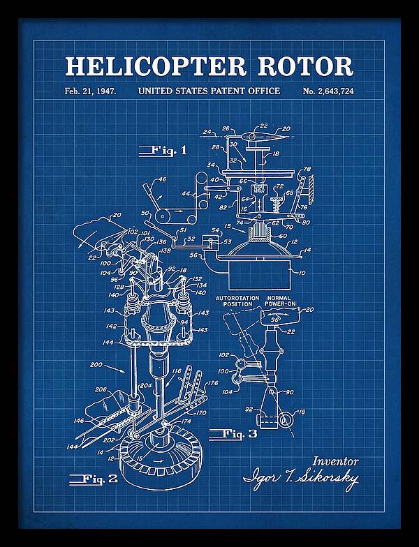 Helicopter Rotor Sikorsky Blueprint Patent Us2643724