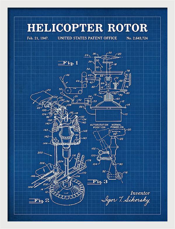Helicopter Rotor Sikorsky Blueprint Patent Us2643724