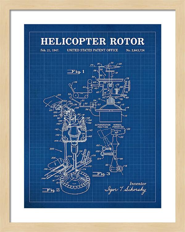 Helicopter Rotor Sikorsky Blueprint Patent Us2643724