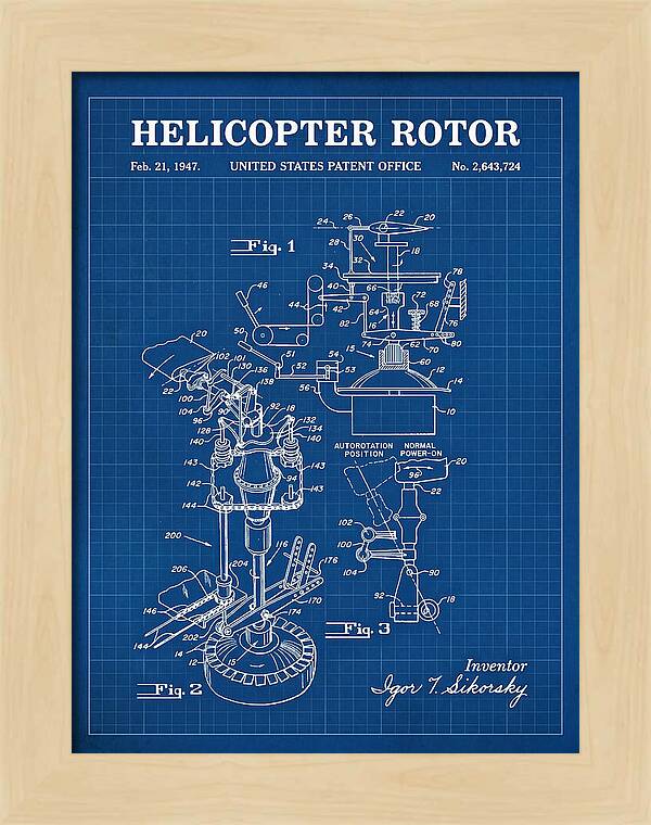 Helicopter Rotor Sikorsky Blueprint Patent Us2643724
