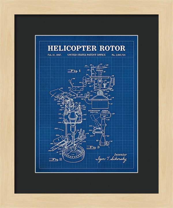Helicopter Rotor Sikorsky Blueprint Patent Us2643724