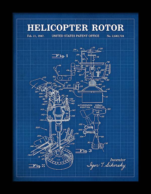 Helicopter Rotor Sikorsky Blueprint Patent Us2643724