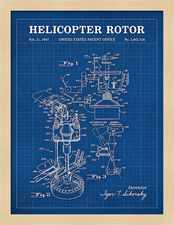Helicopter Rotor Sikorsky Blueprint Patent Us2643724