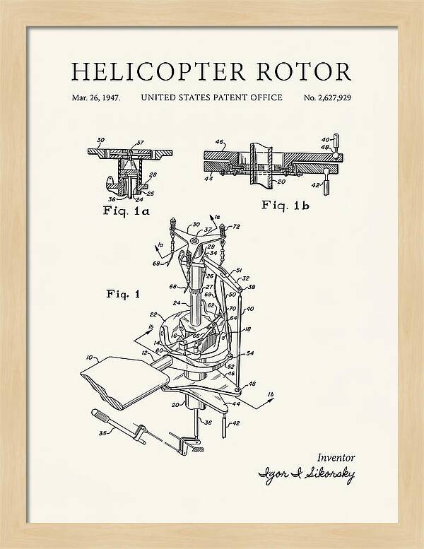 Helicopter Rotor Sikorsky Minimalist Patent Us2627929