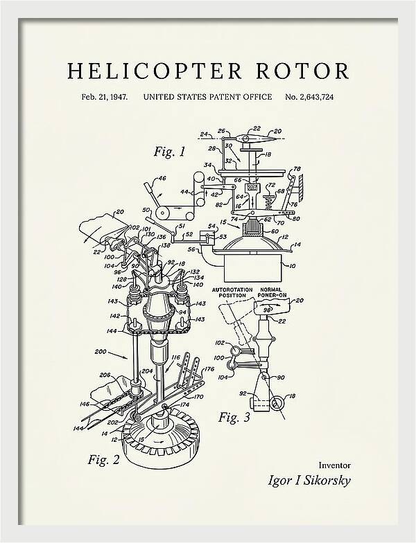 Helicopter Rotor Sikorsky Minimalist Patent Us2643724