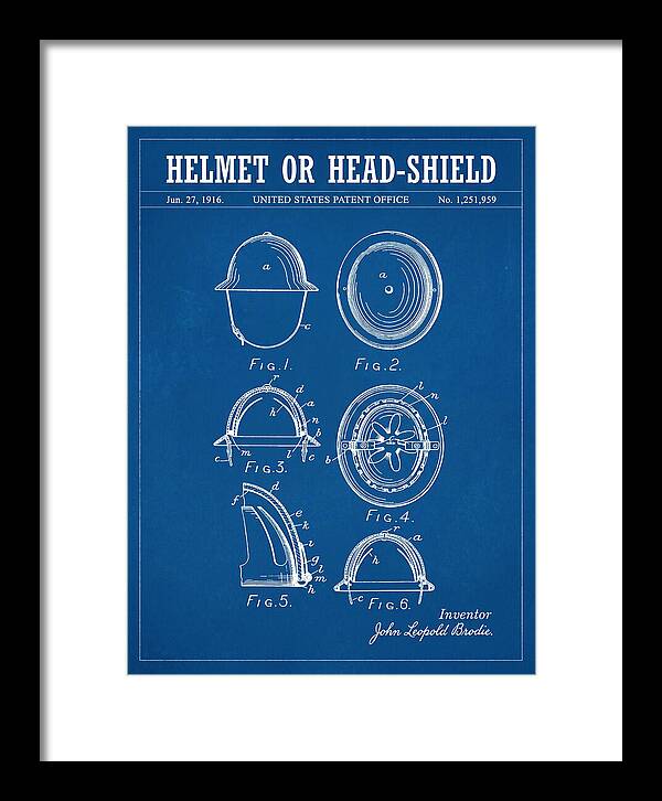 Helmet Or Head Shield Brodie Helmet Blueprint Patent Us1251959