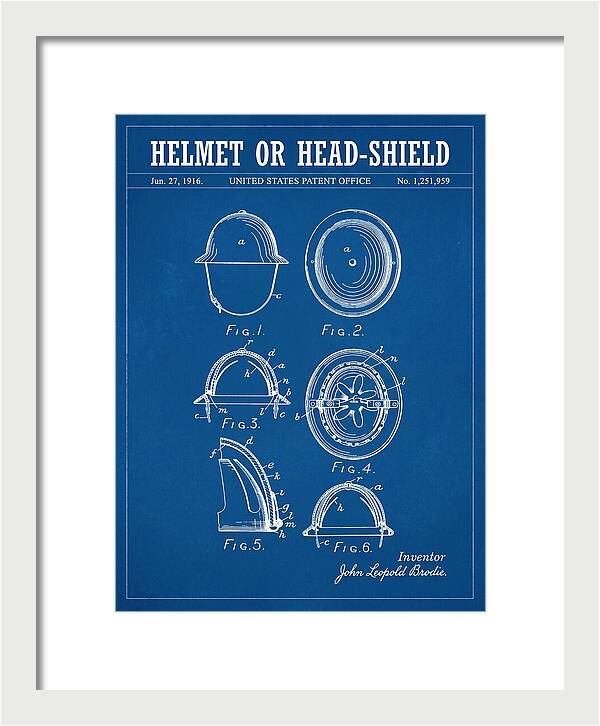 Helmet Or Head Shield Brodie Helmet Blueprint Patent Us1251959