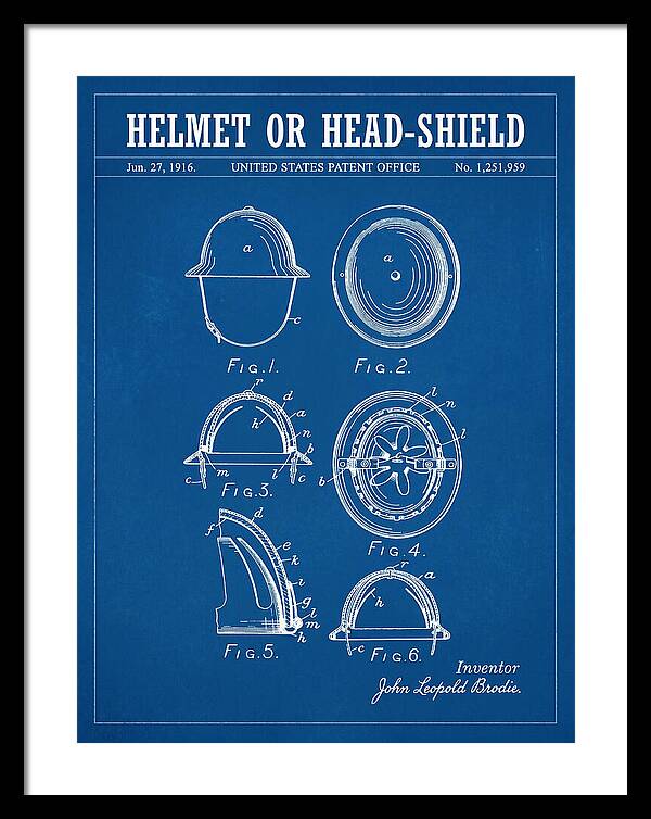 Helmet Or Head Shield Brodie Helmet Blueprint Patent Us1251959