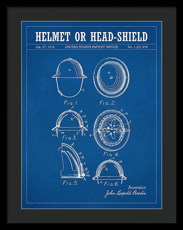 Helmet Or Head Shield Brodie Helmet Blueprint Patent Us1251959