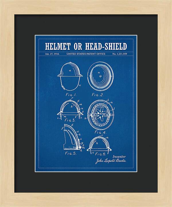 Helmet Or Head Shield Brodie Helmet Blueprint Patent Us1251959