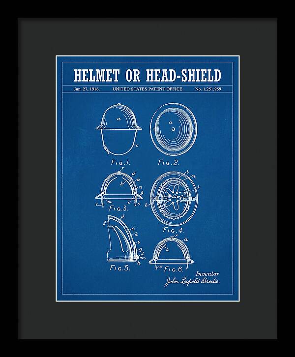 Helmet Or Head Shield Brodie Helmet Blueprint Patent Us1251959