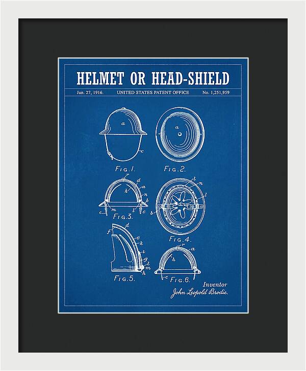 Helmet Or Head Shield Brodie Helmet Blueprint Patent Us1251959