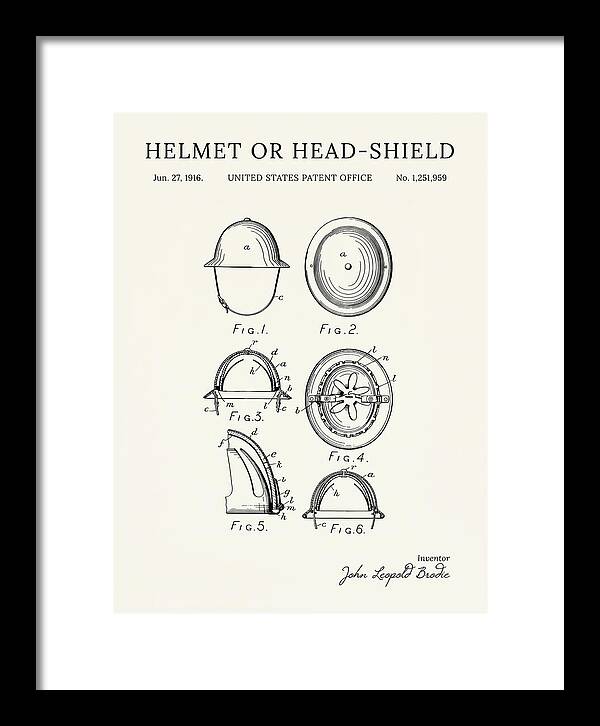 Helmet Or Head Shield Brodie Helmet Minimalist Patent Us1251959