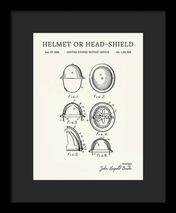 Helmet Or Head Shield Brodie Helmet Minimalist Patent Us1251959