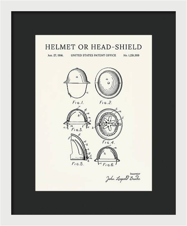 Helmet Or Head Shield Brodie Helmet Minimalist Patent Us1251959