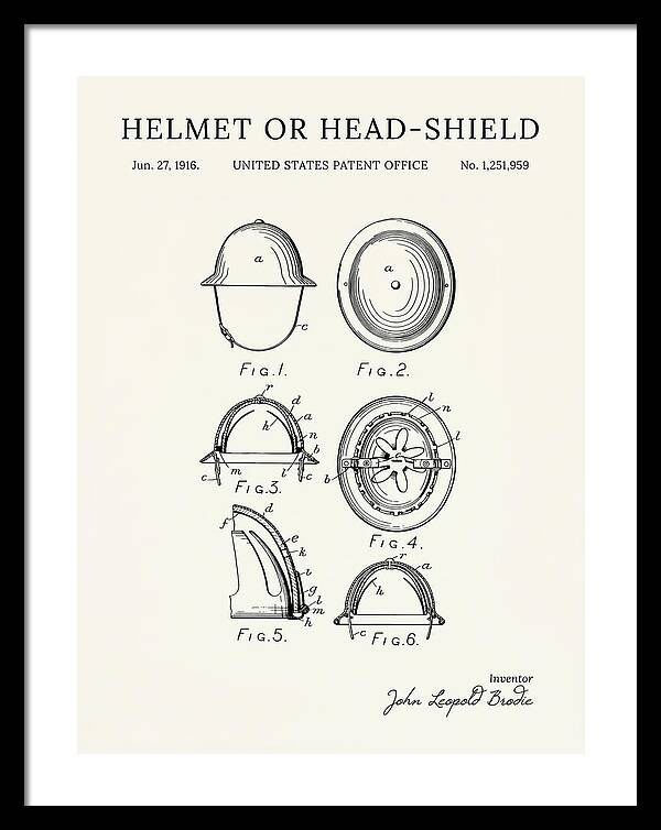 Helmet Or Head Shield Brodie Helmet Minimalist Patent Us1251959