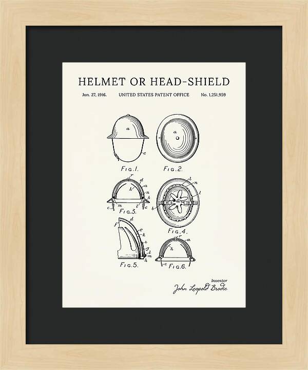 Helmet Or Head Shield Brodie Helmet Minimalist Patent Us1251959