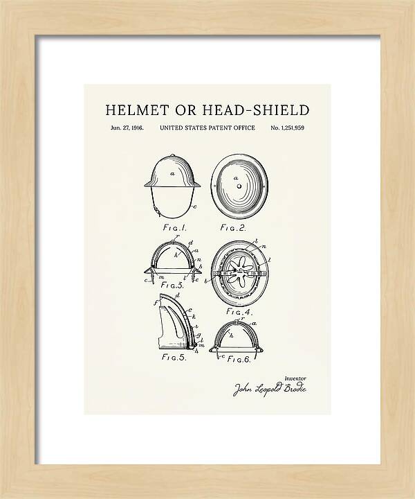 Helmet Or Head Shield Brodie Helmet Minimalist Patent Us1251959