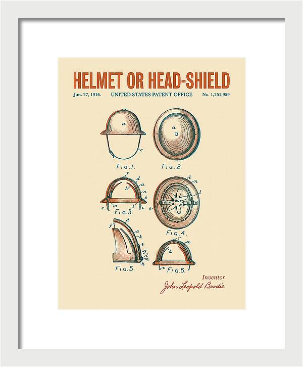 Helmet Or Head Shield Brodie Helmet Retro Patent Us1251959
