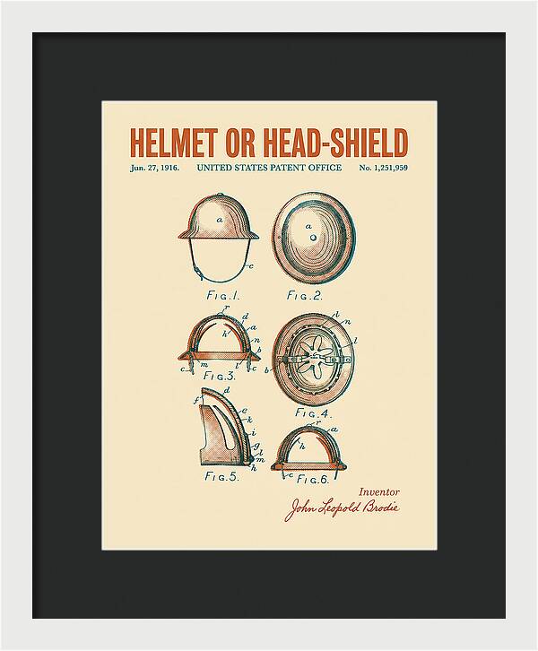 Helmet Or Head Shield Brodie Helmet Retro Patent Us1251959