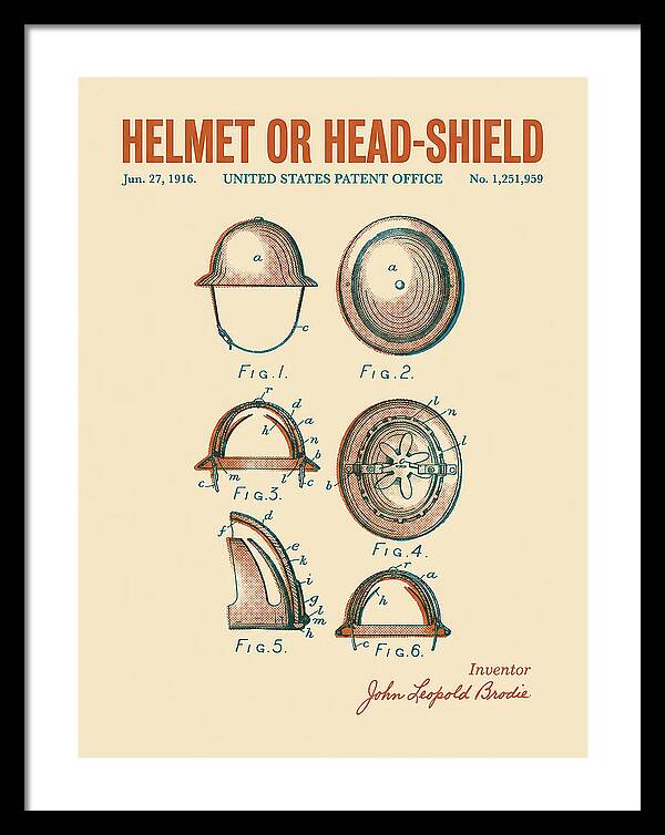 Helmet Or Head Shield Brodie Helmet Retro Patent Us1251959
