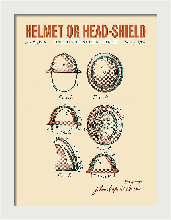 Helmet Or Head Shield Brodie Helmet Retro Patent Us1251959