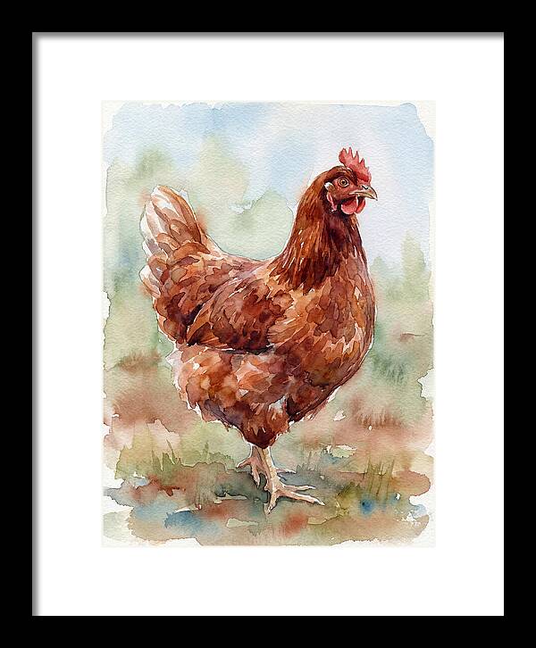 Hen In Watercolor Elegance