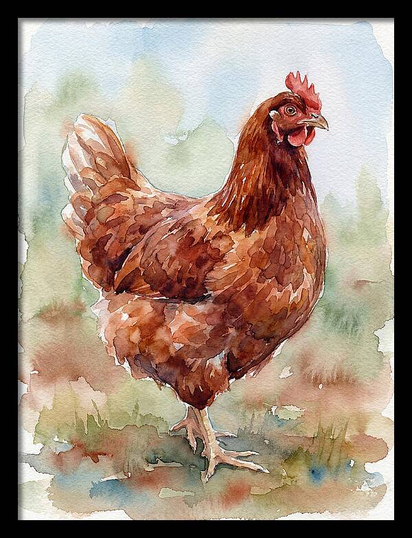 Hen In Watercolor Elegance