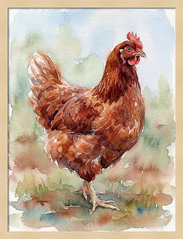 Hen In Watercolor Elegance
