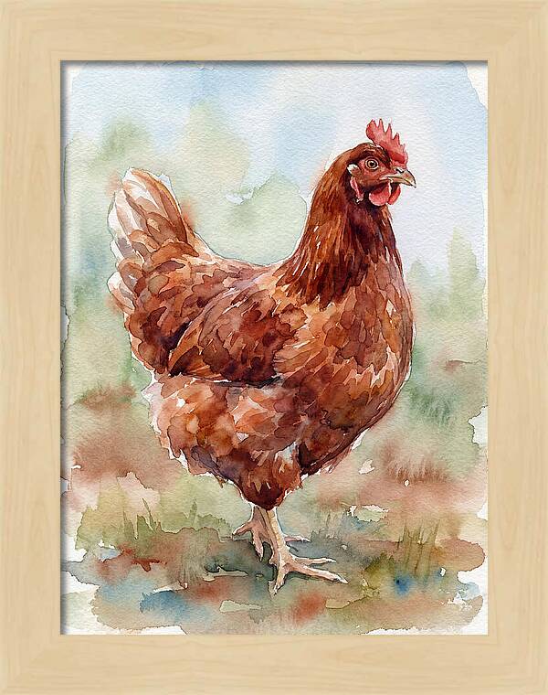 Hen In Watercolor Elegance