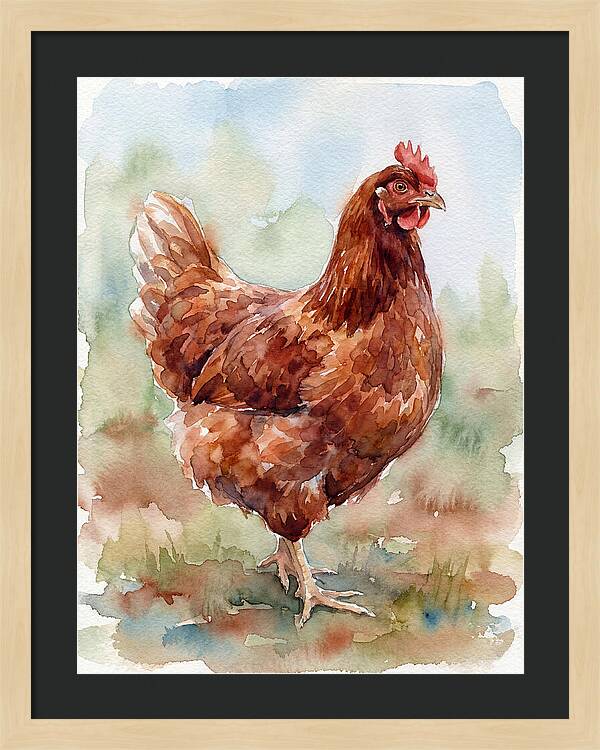 Hen In Watercolor Elegance