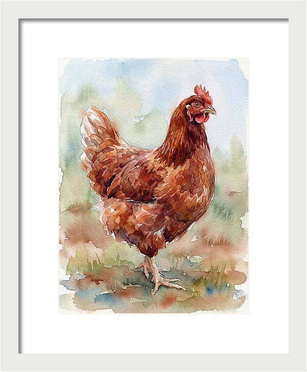 Hen In Watercolor Elegance