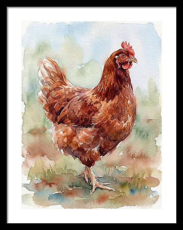 Hen In Watercolor Elegance