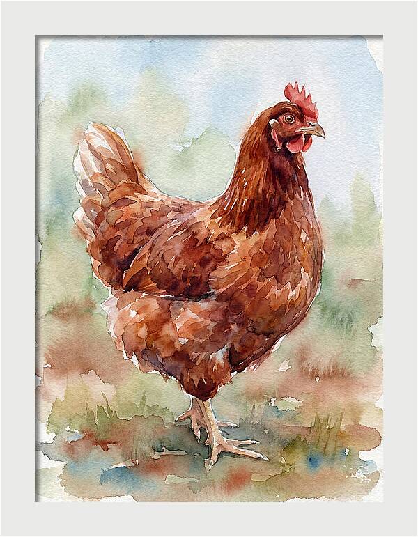 Hen In Watercolor Elegance