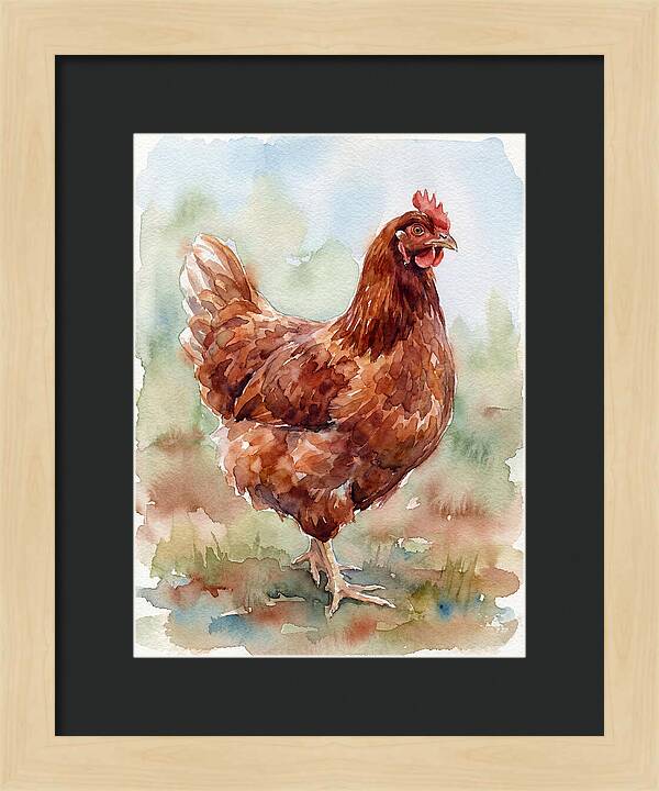 Hen In Watercolor Elegance
