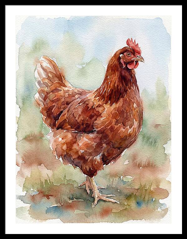 Hen In Watercolor Elegance
