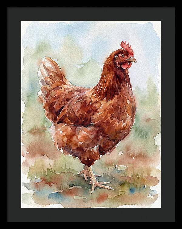 Hen In Watercolor Elegance