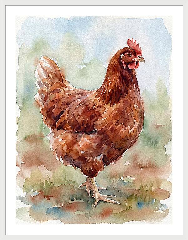 Hen In Watercolor Elegance