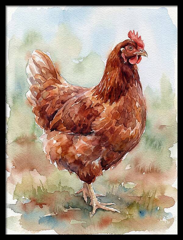Hen In Watercolor Elegance