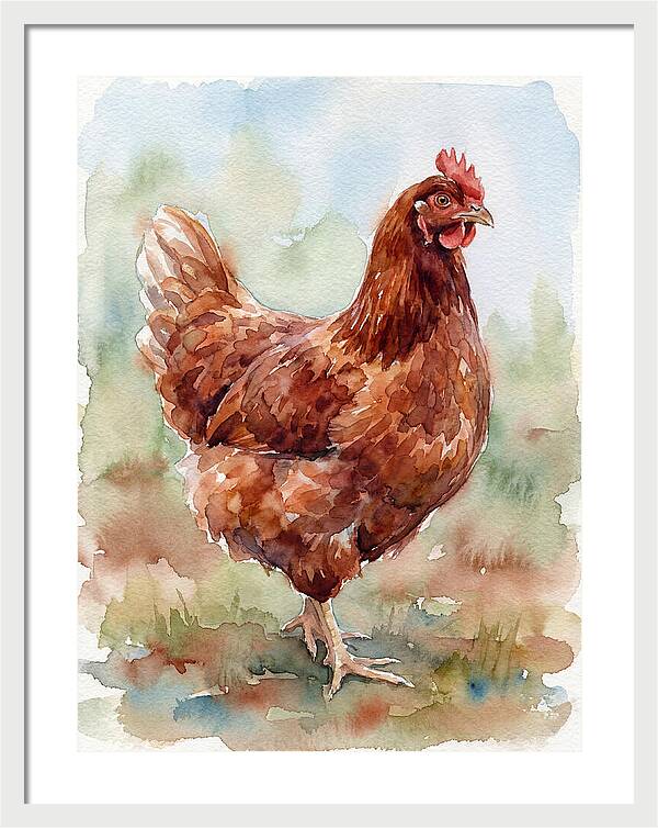 Hen In Watercolor Elegance