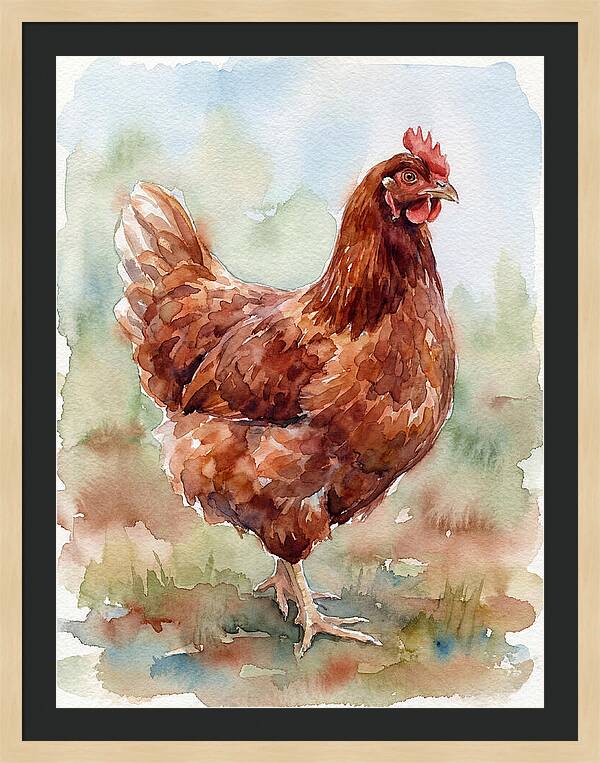 Hen In Watercolor Elegance