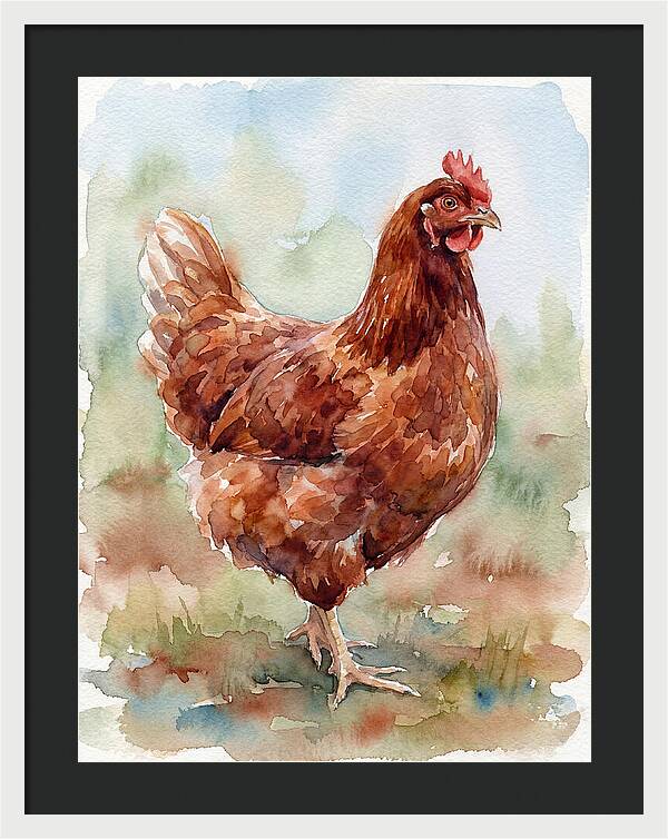 Hen In Watercolor Elegance